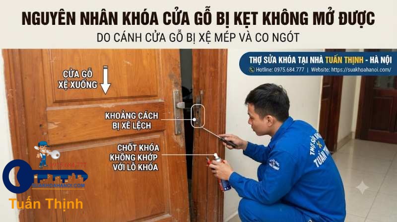 cánh cửa bị xệ mép và co ngót