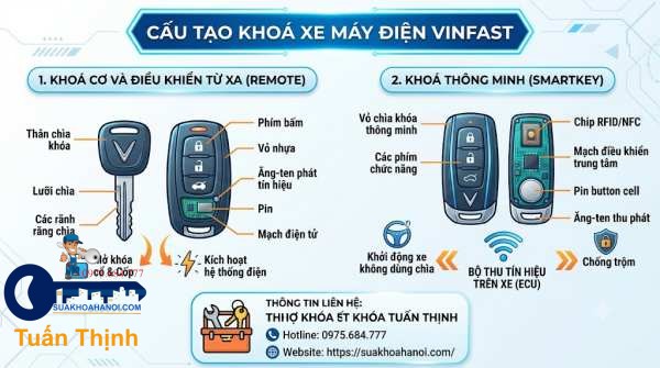 cấu tạo khóa xe máy điện vinfast