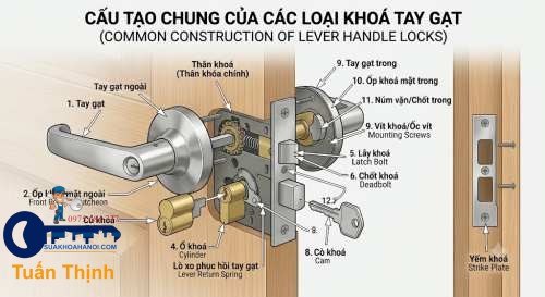 cấu tạo chung của khóa tay gạt