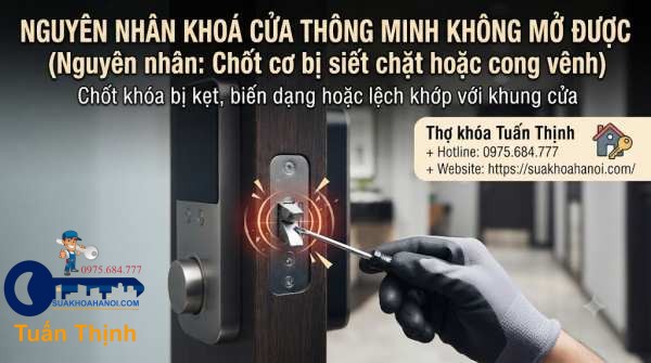 chốt cơ bị siết chặt hoặc cong vênh