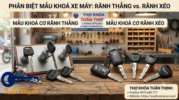 mẫu khóa cơ rãnh thẳng rãnh xéo