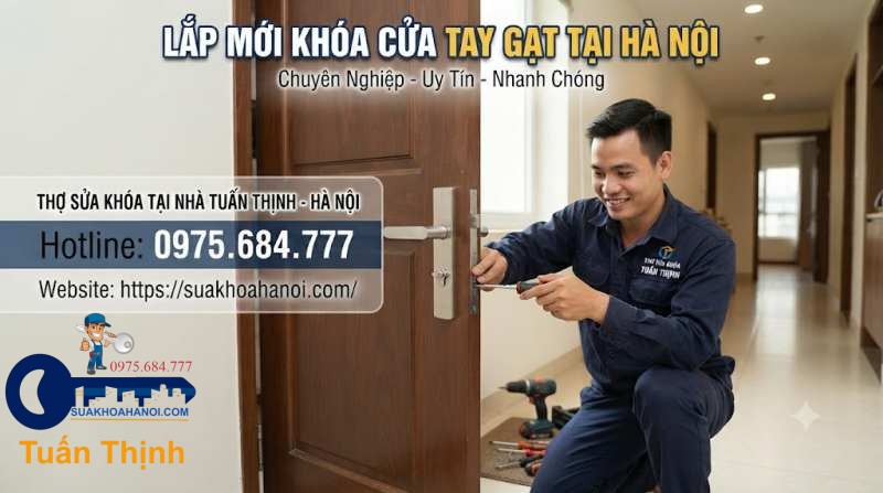 nhận lắp mới khóa cửa tay gạt