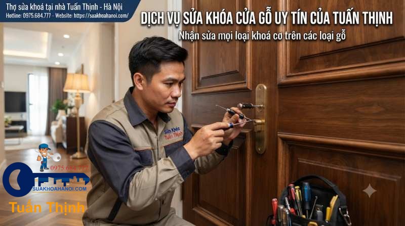 nhận sửa mọi loại khóa cơ trên cửa gỗ