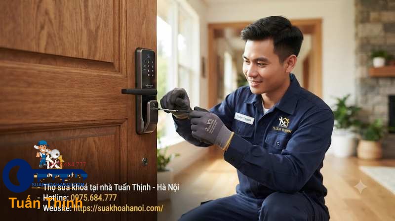 sửa khóa thông minh điện tử lắp trên cửa gỗ