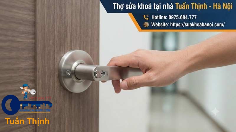 tay gạt cửa không bẻ xuống được
