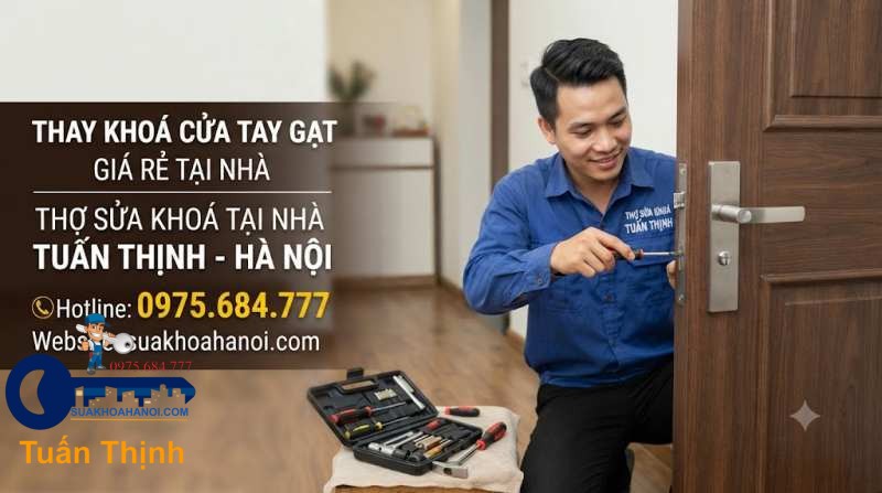 thay khóa cửa tay gạt giá rẻ