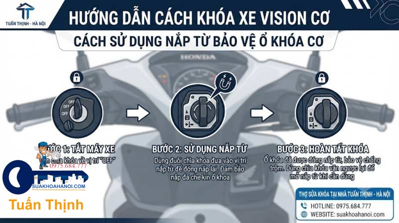cách sử dụng nắp từ bảo vệ ổ khóa cơ