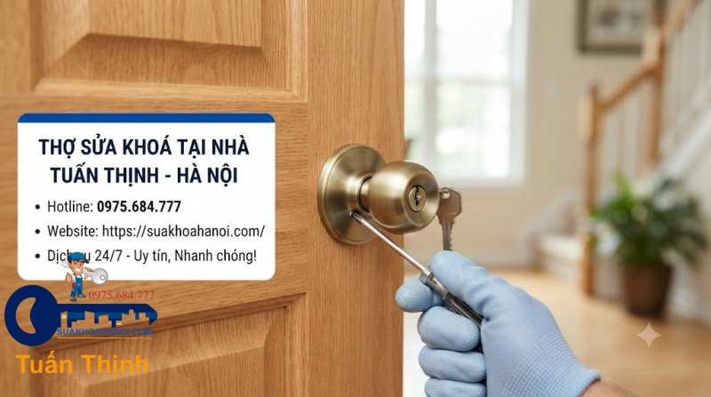 cách tháo khóa tay nắm tròn từ bên ngoài