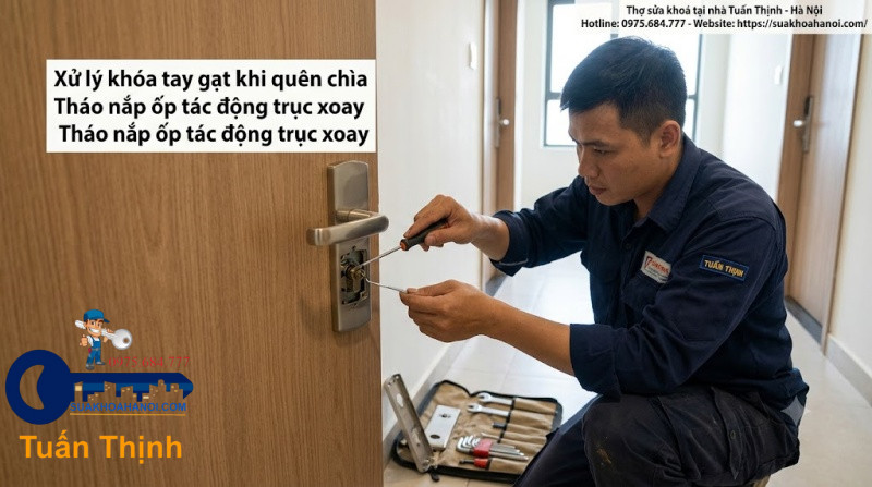 tháo nắp ốp tác động trục xoay